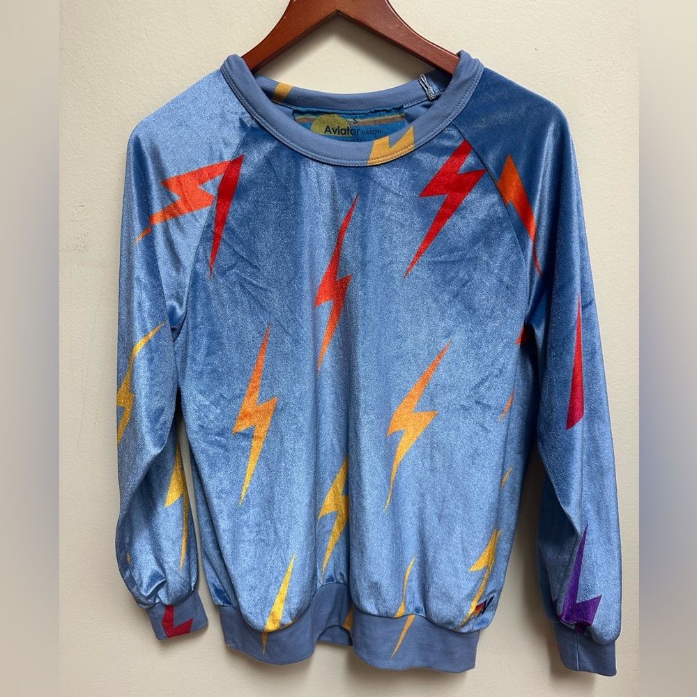 Aviator Nation Blue Lightning Bolt Sweatshirt